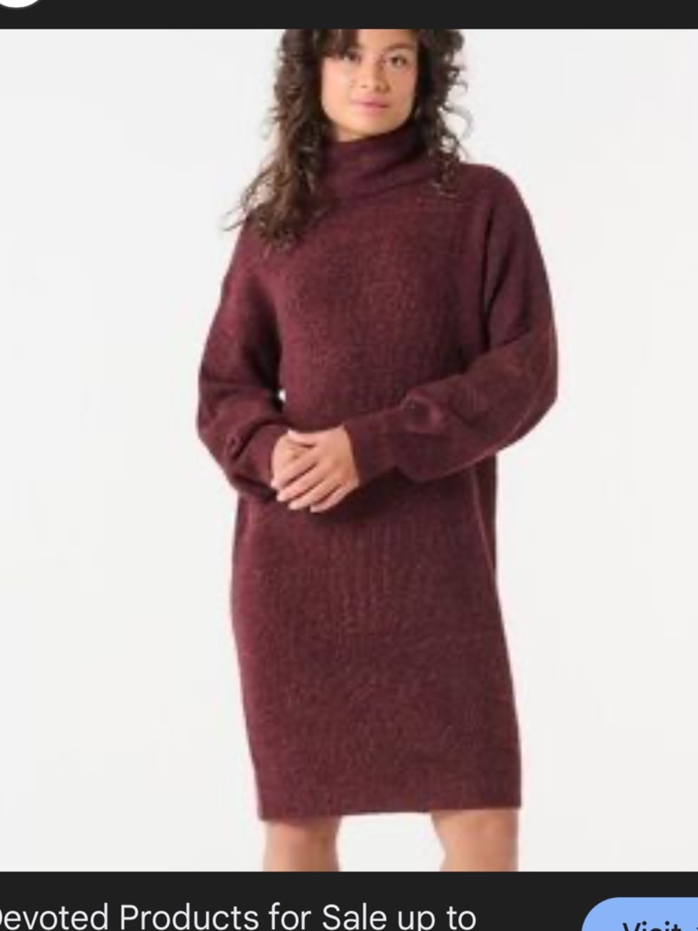 3 for $25 Devoted Cozy Turtleneck Sweater Dress burgundy size small
